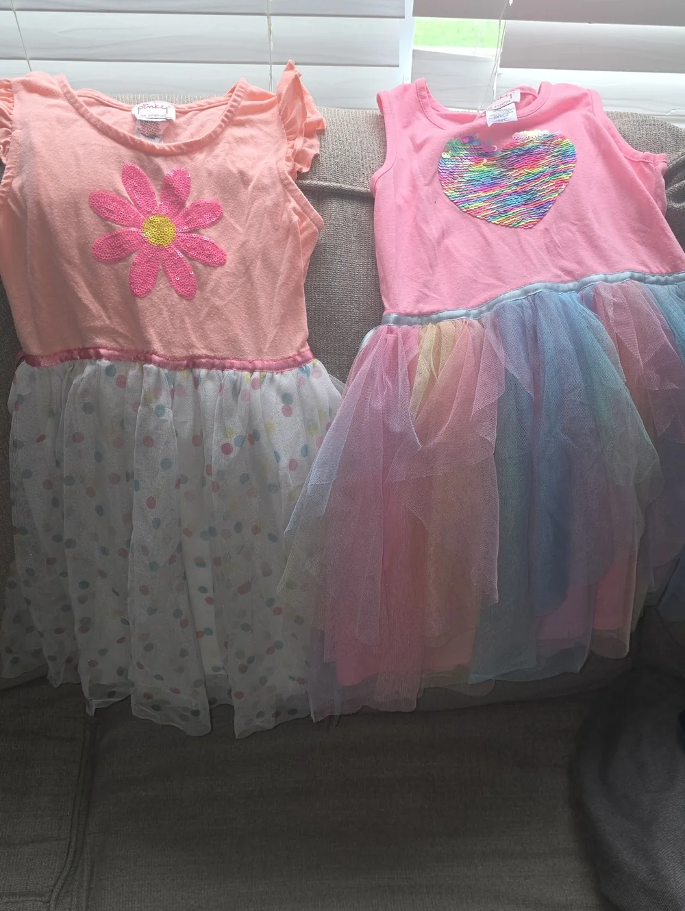 Kids/Girls Tulle Flower & Heart Costume Dress Set 2 Dresses Size 6